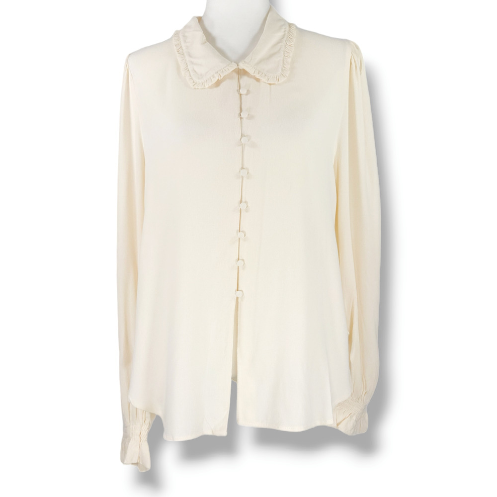 NWT B.O.G. Band of the Free Denise Ruffle Collar‎ Top Sz. M [8-10] Cream - Picture 4 of 14